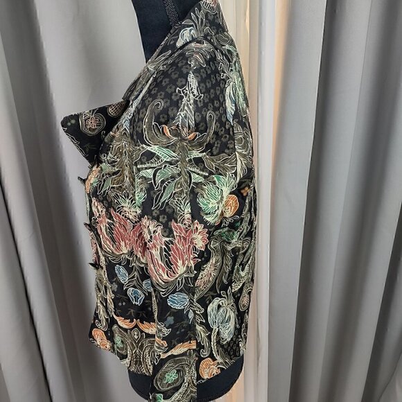 Mary Bays (Victoria Royal) Vintage Beaded Floral Print Silk Blazer, Size 4 - Picture 5 of 12
